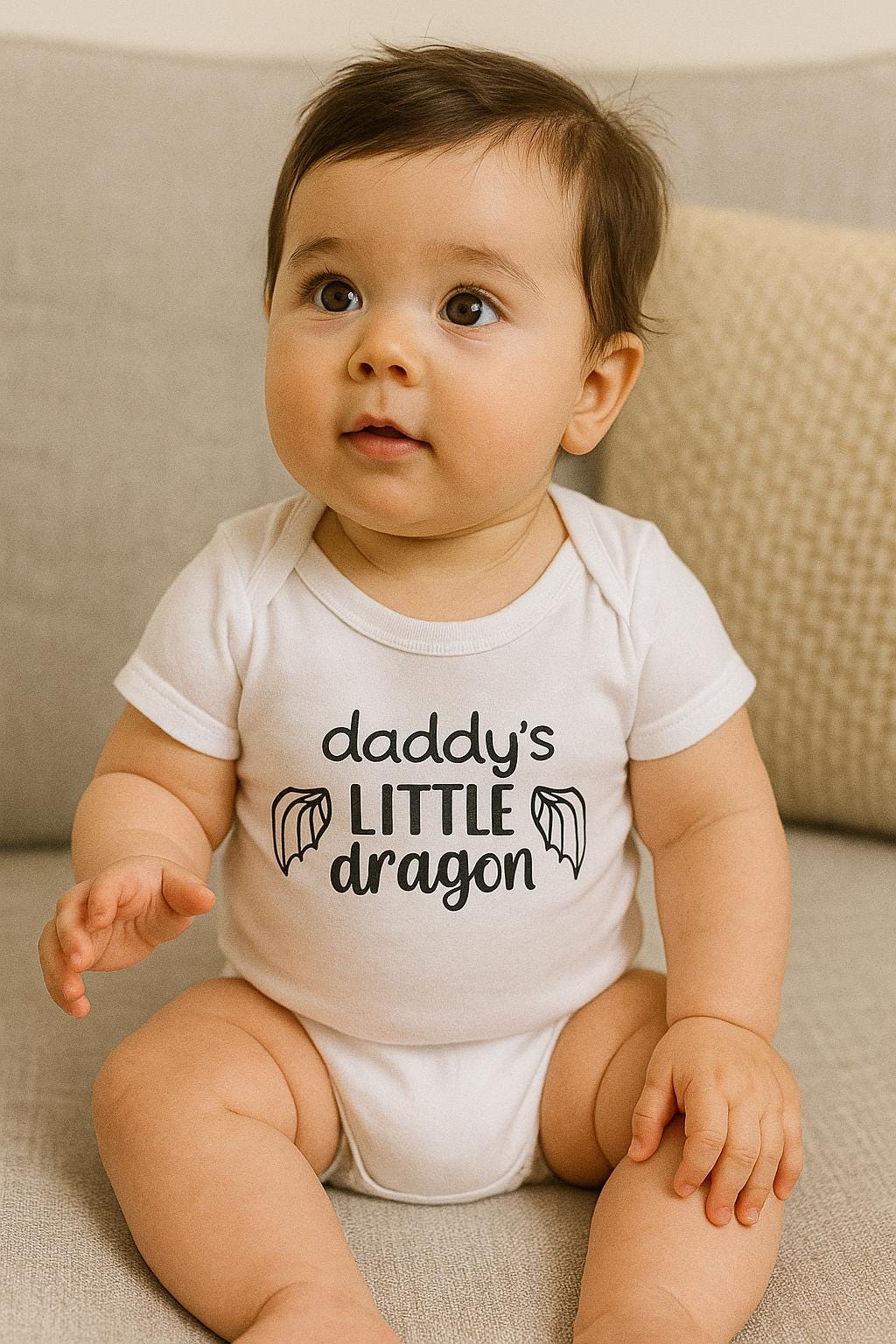 Daddy's Little Dragon Baby Vest, Funny Gothic Baby Grow, Alternative Baby Clothes, Cute Fantasy Bodysuit, Geeky Baby Gift UK