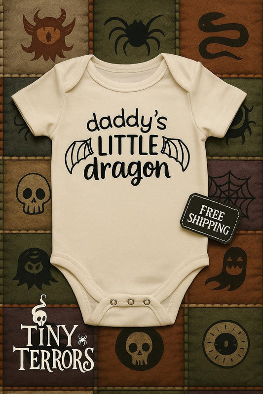 Daddy's Little Dragon Baby Vest, Funny Gothic Baby Grow, Alternative Baby Clothes, Cute Fantasy Bodysuit, Geeky Baby Gift UK