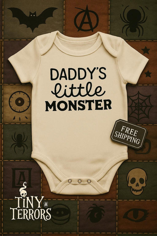 Daddy’s Little Monster Baby Vest – Funny Baby Grow – Gothic Baby Clothes – Father’s Day Gift Idea – Tiny Terrors Handmade Vest