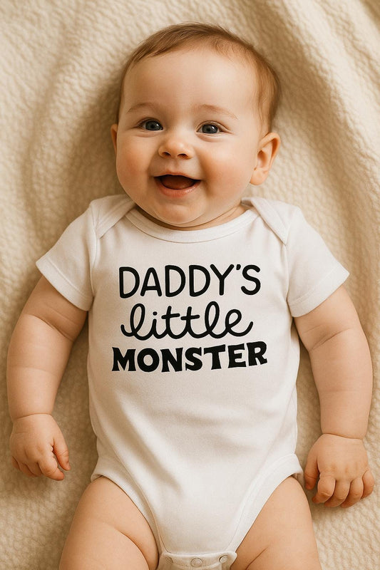 Daddy’s Little Monster Baby Vest – Funny Baby Grow – Gothic Baby Clothes – Father’s Day Gift Idea – Tiny Terrors Handmade Vest