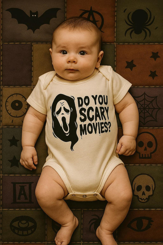 Do You Like Scary Movies Baby Vest – Horror Movie Baby Grow | Ghostface Inspired Gift | Funny Spooky Baby Clothes | Tiny Terrors
