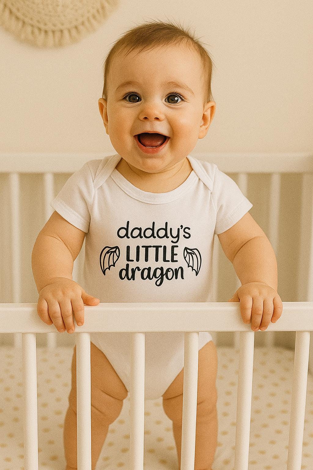 Daddy's Little Dragon Baby Vest, Funny Gothic Baby Grow, Alternative Baby Clothes, Cute Fantasy Bodysuit, Geeky Baby Gift UK