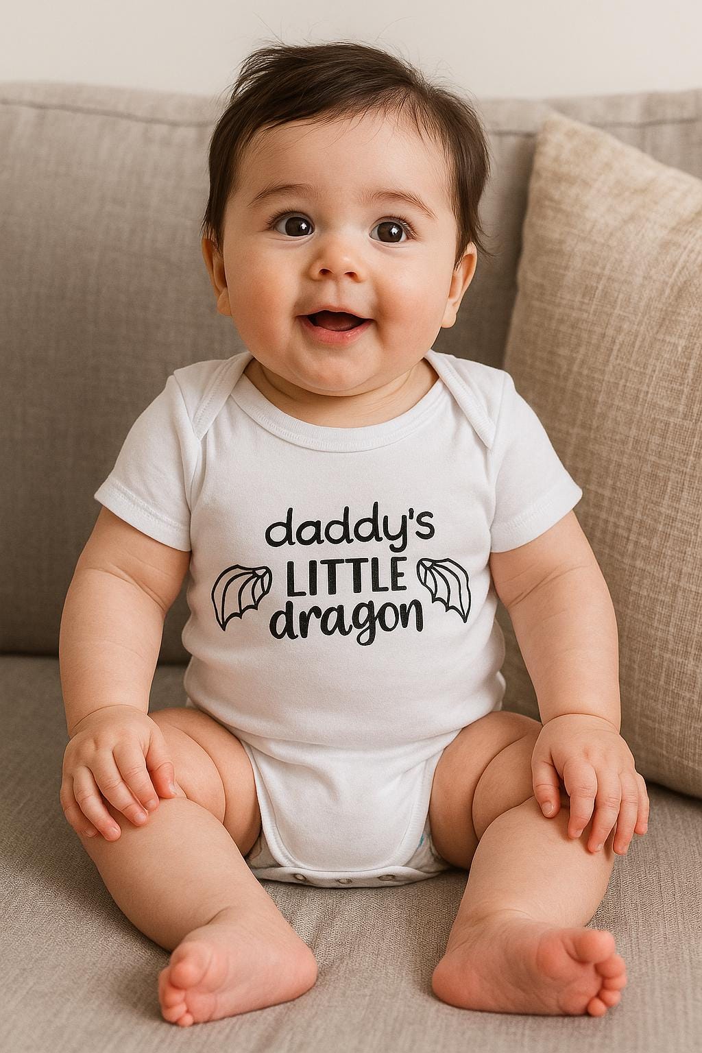 Daddy's Little Dragon Baby Vest, Funny Gothic Baby Grow, Alternative Baby Clothes, Cute Fantasy Bodysuit, Geeky Baby Gift UK