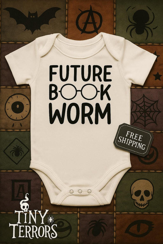 Future Bookworm Baby Vest – Funny Baby Grow for Readers – Book Themed Baby Gift – Gender Neutral Baby Clothes – Tiny Terrors Vest