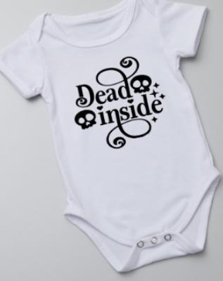 Dead Inside Baby Vest – Funny Goth Baby Gift | Spooky Baby Bodysuit for Halloween | Alternative Baby Clothes | Tiny Terrors