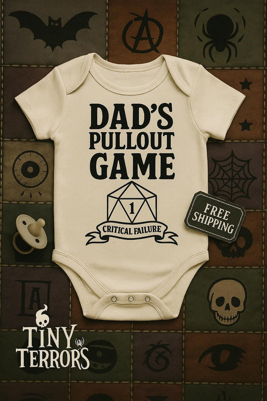 Dad’s Pullout Game Baby Vest – Critical Failure D20 Bodysuit | Funny New Dad Gift | DnD Baby Grow | Tiny Terrors