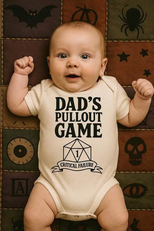 Dad’s Pullout Game Baby Vest – Critical Failure D20 Bodysuit | Funny New Dad Gift | DnD Baby Grow | Tiny Terrors