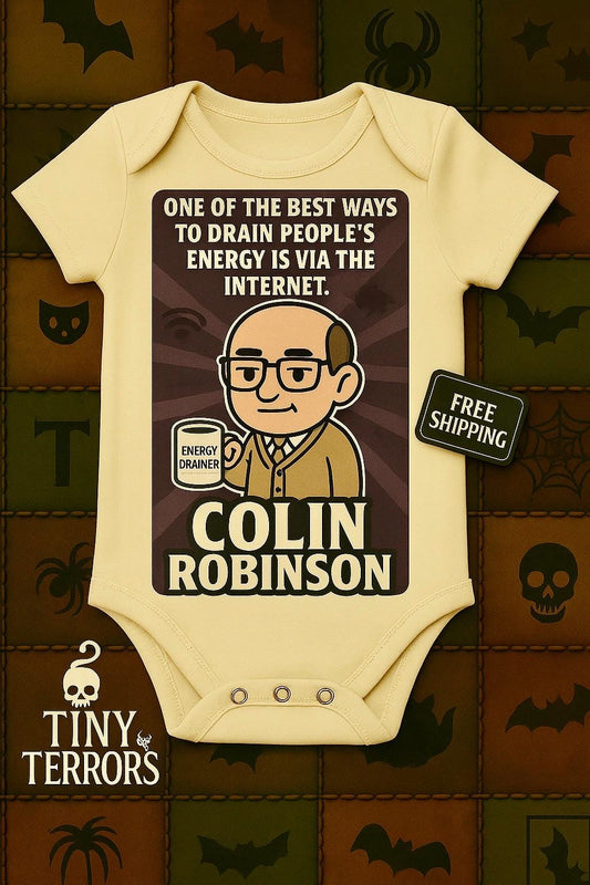 Colin Robinson Baby Vest | Funny Energy Vampire Baby Gift | WWDITS Baby Grow | Geeky Goth Baby Shower Present | Tiny Terrors Vest