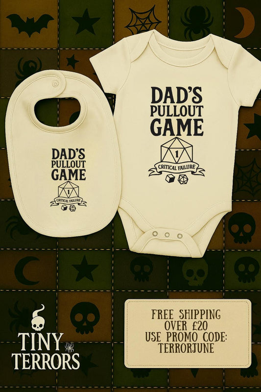 Dad’s Pullout Game – Critical Failure Baby Vest & Bib Set, Funny DND Baby Gift for New Parents, Nerdy Baby Shower Idea