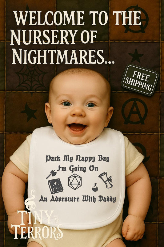 Adventure With Daddy (DnD Theme), Adventure With Daddy Baby Vest and Bib Set – DnD-Inspired Baby Clothes – Geeky Newborn Gift for DnD